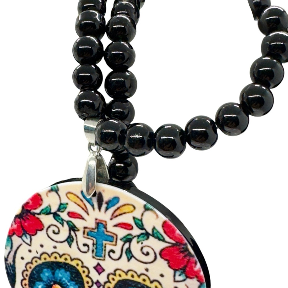 Acrylic Bead & Sugar Skull Necklace/ Accessory - Picture 7 of 9